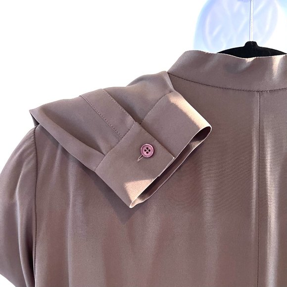 New Lafayette 148 Mink/Brown Long Sleeve Matte Silk Pullover Tunic Sz M - Picture 4 of 5